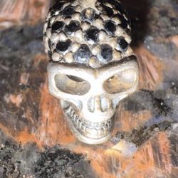 Thomas Sabo 925 Silver Skull Charm  With Black Stones