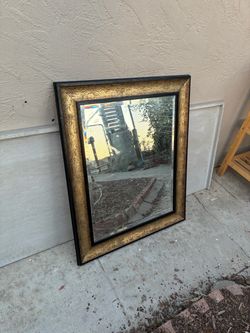 Gold and Black Framed Wall Mirror