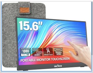 InnoView 15.6" Portable Monitor 60Hz Touchscreen 1080P 10-Point Touch Screen Monitor Portable with Protective Sleeve Built-in Stand, 1200:1 HDMI USB C