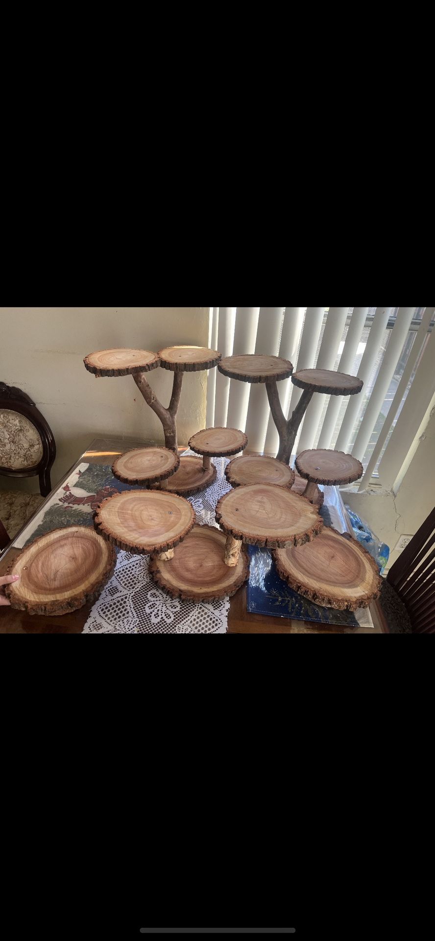 *Rustic wood stands & Slices (For parties/ Events