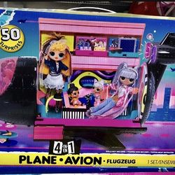 Brandnew LOL Surprise OMG Remix 4-in-1 Plane Playset with Music Recording Studio, Mixing Booth and 50 Surprises