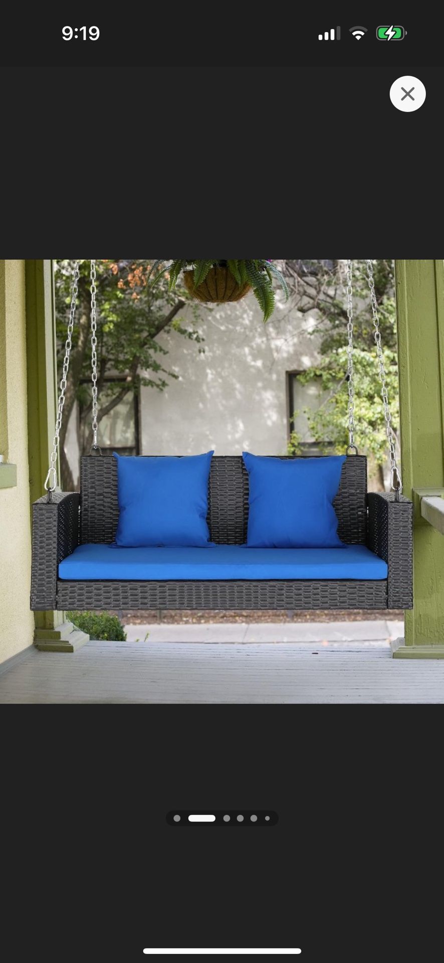 Heavy Duty 800 Lbs Wicker Hanging Porch Swing With Cushion Y Chains 4 Ft Outdoor