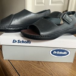 New Box Dr. Scholl’s NINA Womens Flat Sandals Size 11Wide Navy ~Adjustable Strap