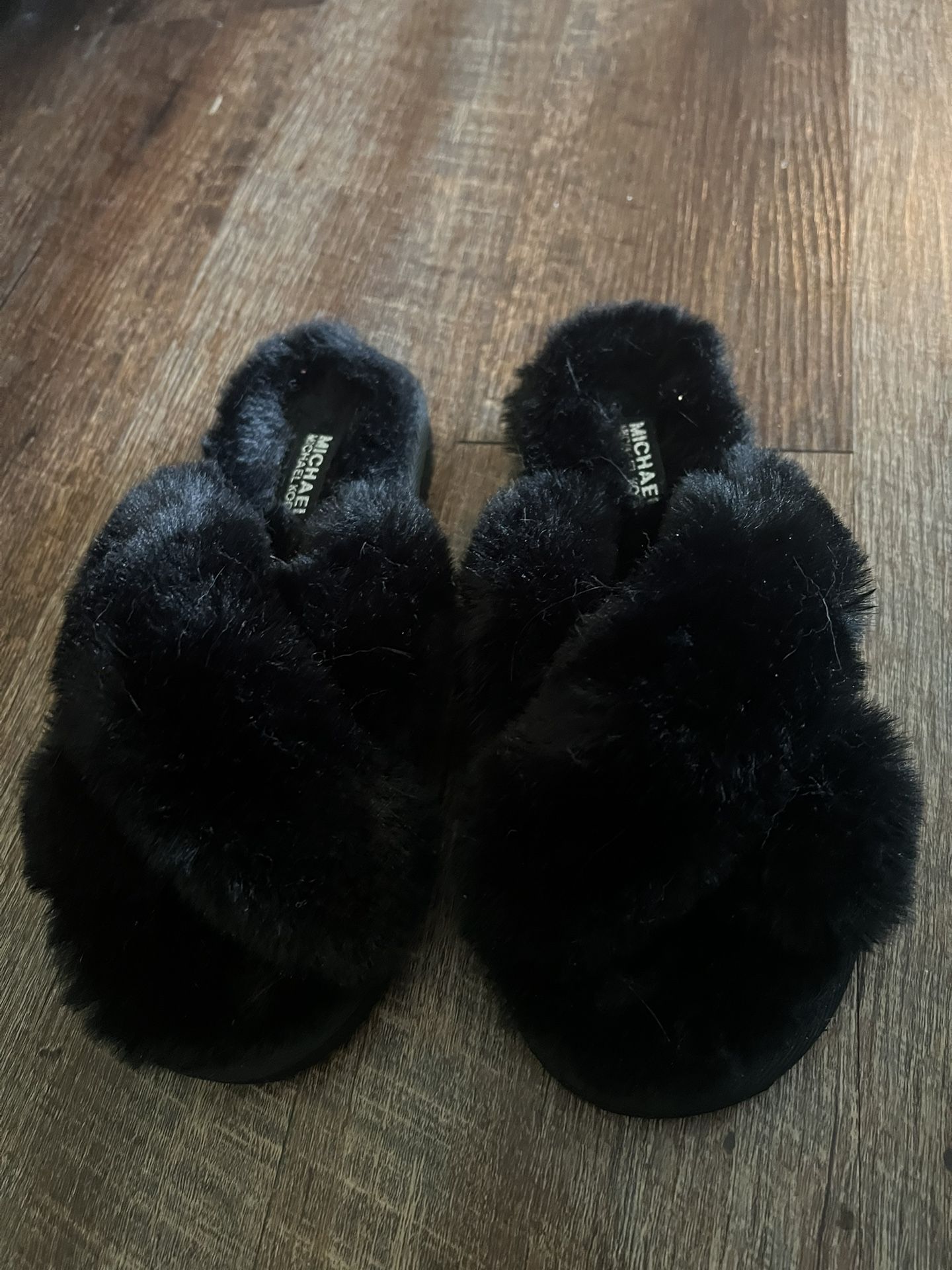 MICHAEL KORS Lala Faux Fur Slide Sandal black size 7