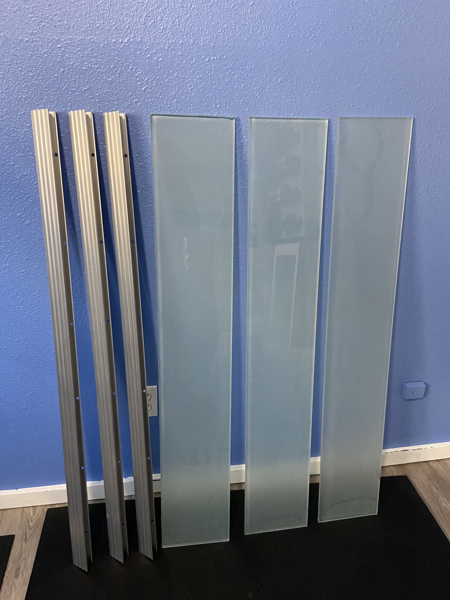 Glacier Opaque Glass Shelves with Silver Brackets 48” x 8”