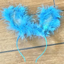 Blue Feather Light Up Bunny Ears
