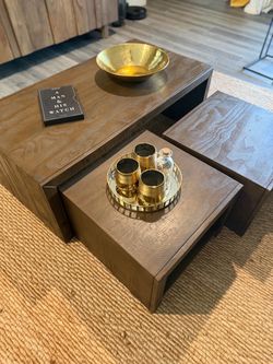 Wood Coffee Table Set with Nesting Tables