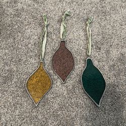 handmade stained glass ornament set of 3 multi