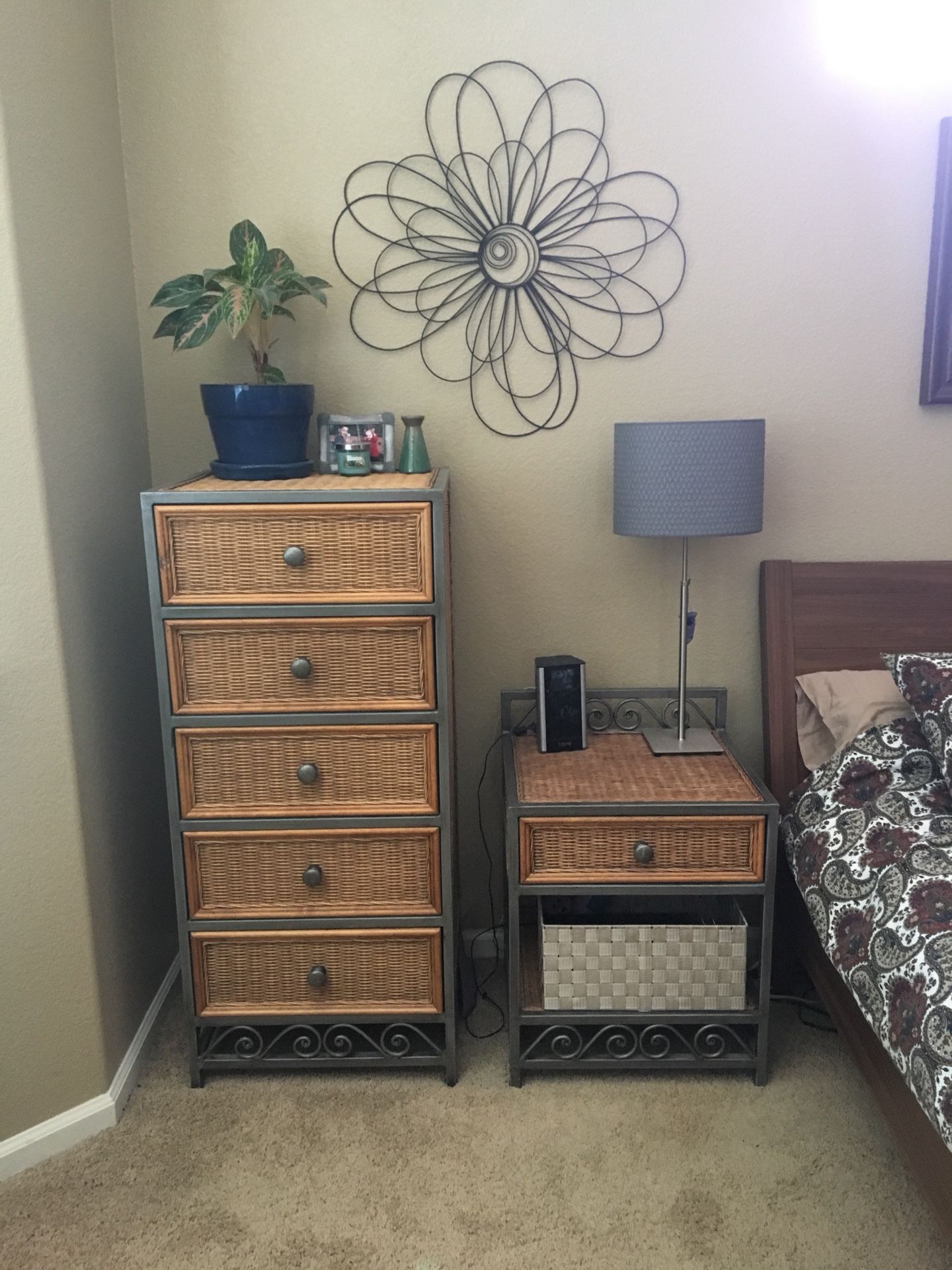 Pier One Miranda Wicker and Metal Bedroom Set for Sale in Sacramento
