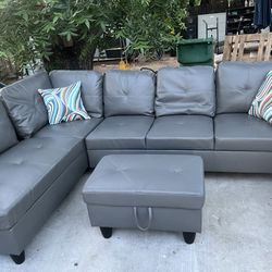 ‼️‼️BRAND NEW SECTIONAL GREY COLOR AND STORAGE OTTOMAN‼️499 All DELIVERY AVAILABLE ‼️