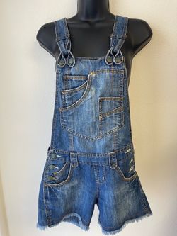 No Boundaries Denim Short Overalls Romper - Blue Wash size 3