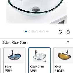 Tempered Glass Sink Bathroom Vanity Vessel And Faucet Combo 