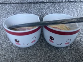 Two (2) New Ramen Bowls with Chopsticks
