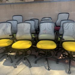 Knoll Office Stool Chairs Yellow And Red 