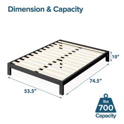 Queen High Metal Platform Bed Frame with Wood Slat Support
