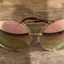 new round pinkish sunglasses rose gold sun hippie psychedelic  eyewear