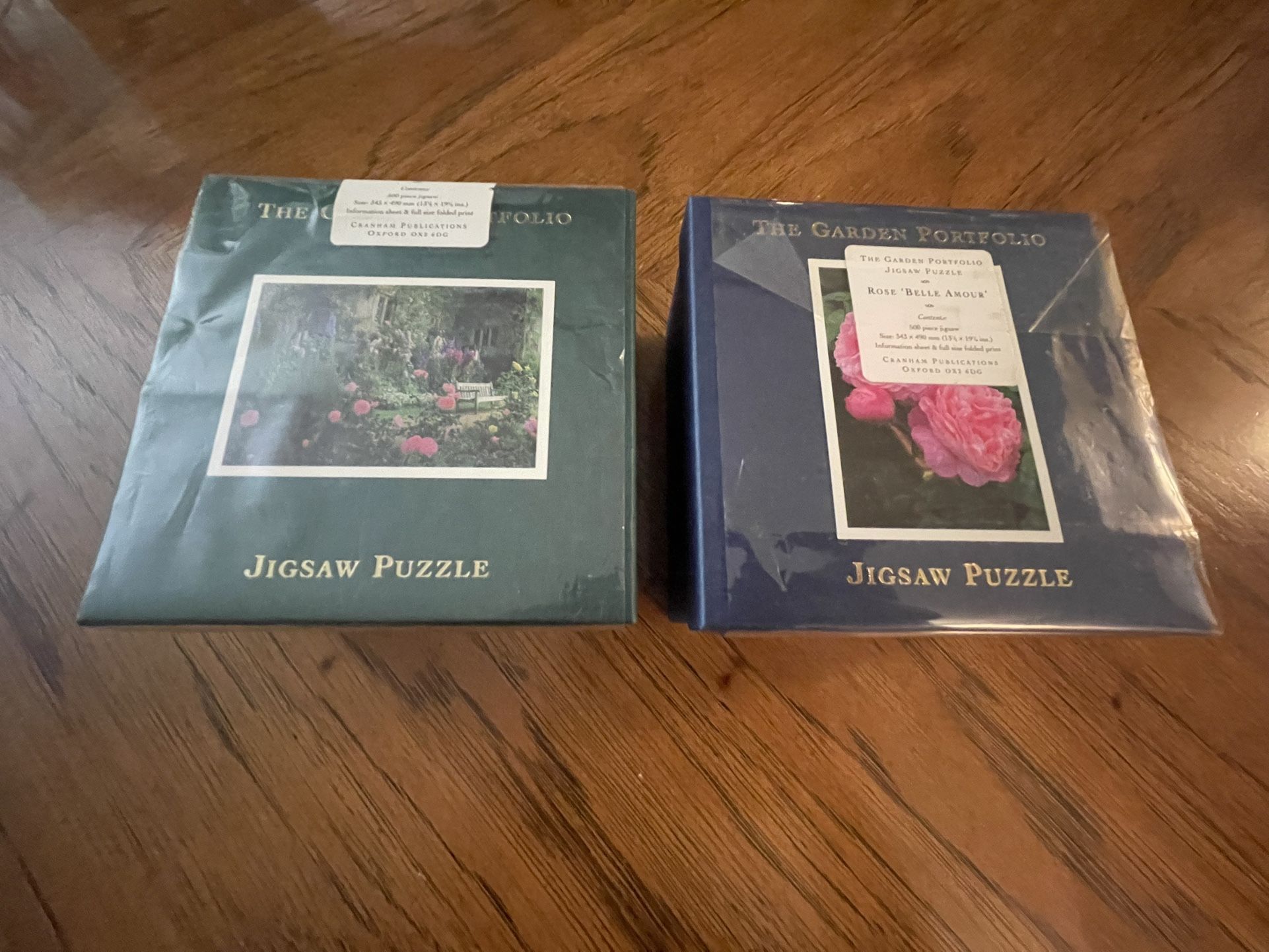 2 New The Garden Portfolio Jigsaw Puzzles - 500 Pieces Each - Haddon Hall & Rose ‘Belle Amour’