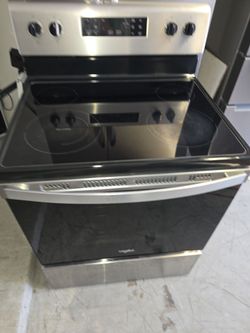 WHIRPOOL  STAINLESS STEEL GLASTOP STOVE/OVEN