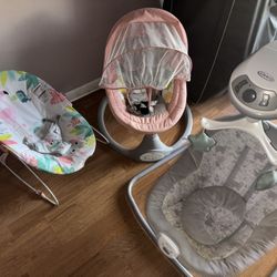 Baby Girl Play Rock Chairs 