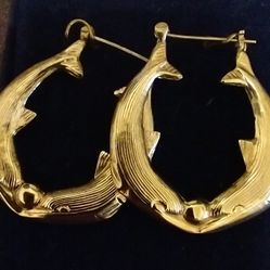 Silver Dolphin Hoop Earrings