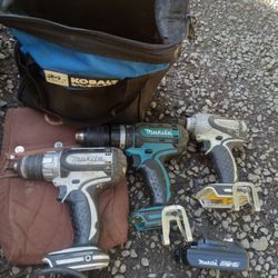 3 Makita Drills One Battery