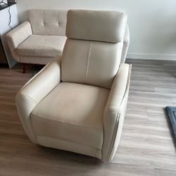Cream Faux Leather Recliner Chair