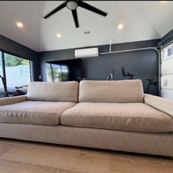 Restoration Hardware 9ft Luxe Maxwell Sand/Linen Sofa