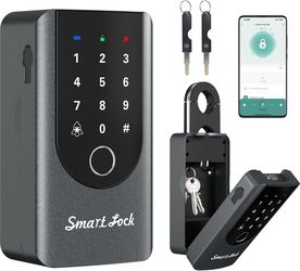 Bluetooth Key Box, Electronic Fingerprint Lock with Passcode, Card Access, Doorbell, and Waterproof Cover, for Vacation Homes & Secure Key Storage