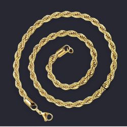 Gold Plated 21 Inch Rope Chain 