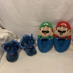 Súper Mario and Blue Dinosaur Slippers 