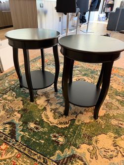 Pair of Black Round Side Tables