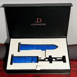 🔥Longvadon Caiman Series Men’s Mediterranean Blue w/ Black For Apple Watch🔥