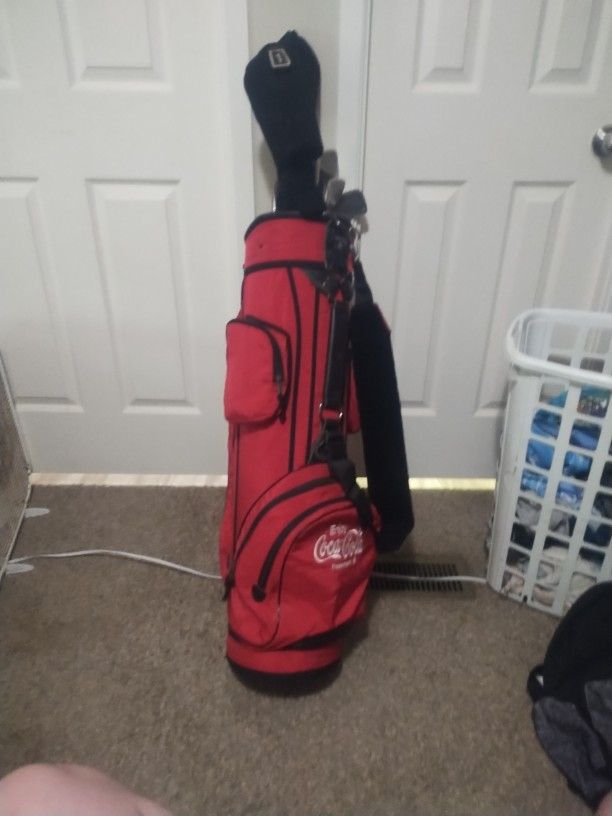 Coca Cola Golfing Bag With Full Set Of Clubs.