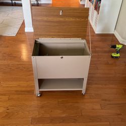 Mid-Century Modern Metallic Rolling Accent Table 