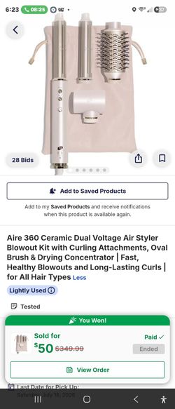 Aire 360 Ceramic Dual Voltage Air Styler Blowout Kit with Curling Attachments, Oval Brush & Drying Concentrator | Fast, Healthy Blowouts