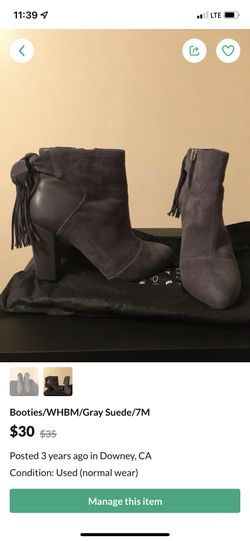 Gray Suede Booties/WHBM Size 7