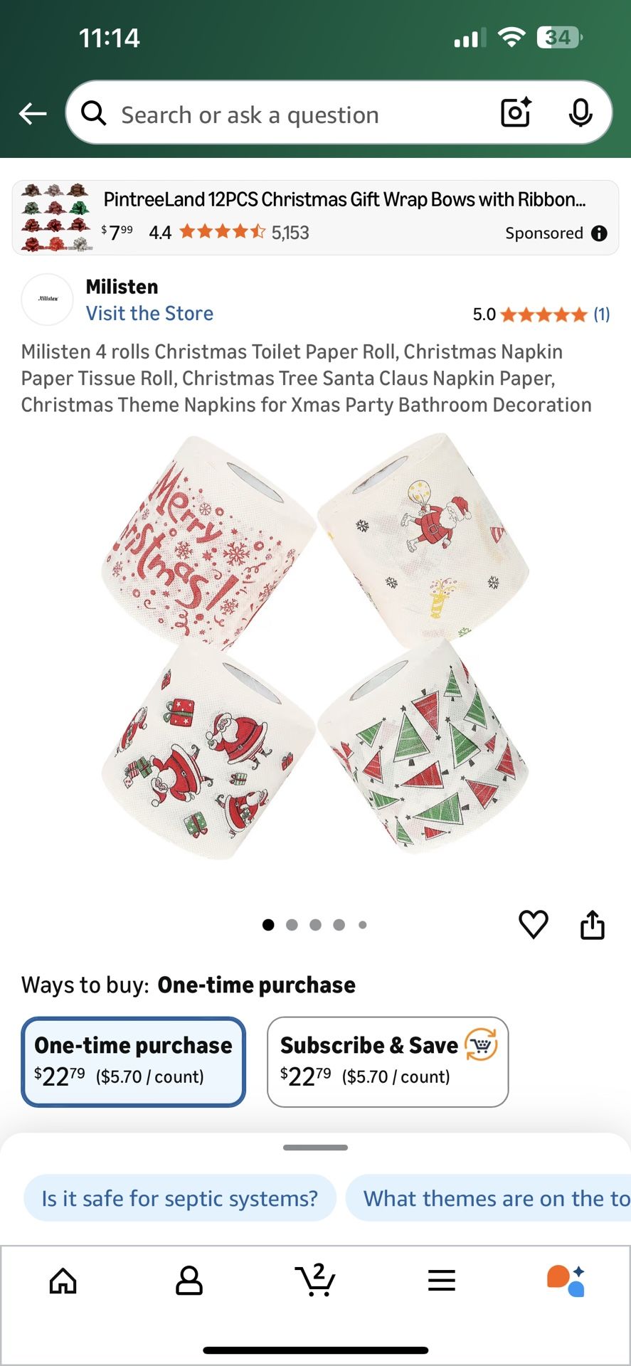 Chistmas toilet Paper new