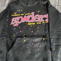 Sp5der Men's Hoodie V1 Black/Pink,