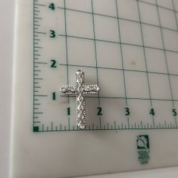 Sterling Silver Cross Pin With Cz’s