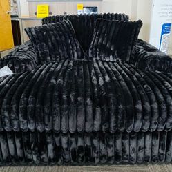Oversized Black Chaise 