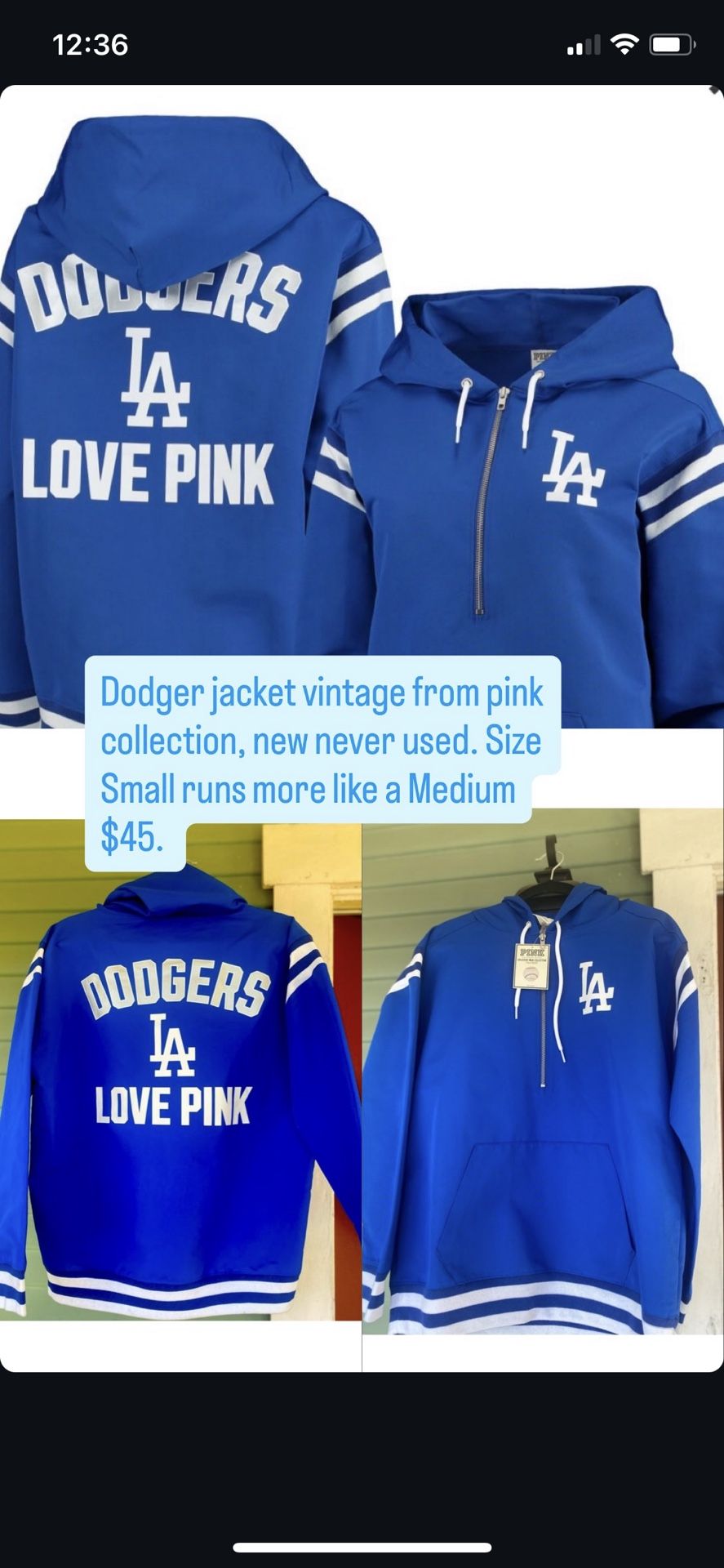 Dodger Jacket By PINK size Small 