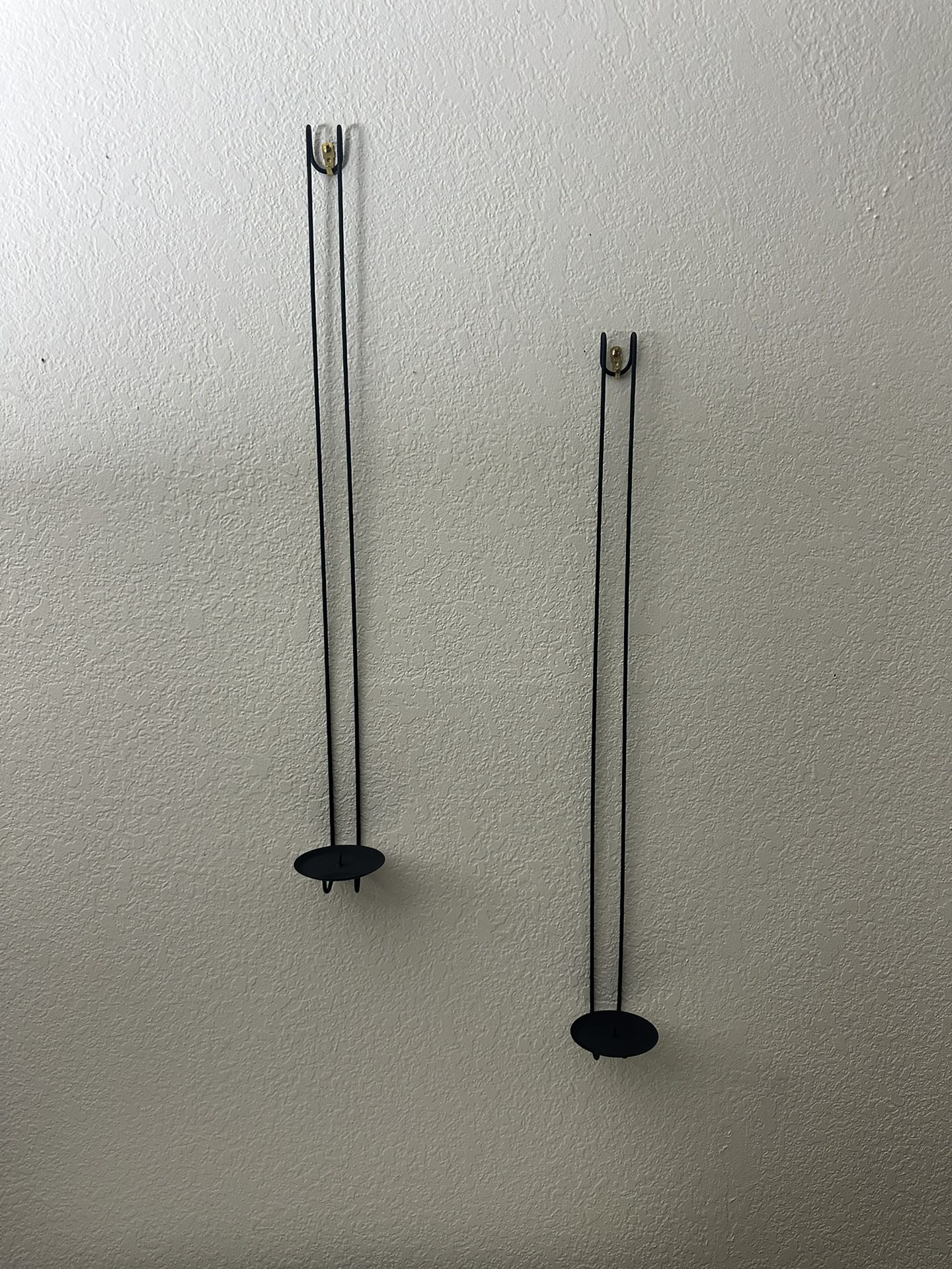 2 Primitive Post Modern Wrought Iron Pillar Candle Sconces