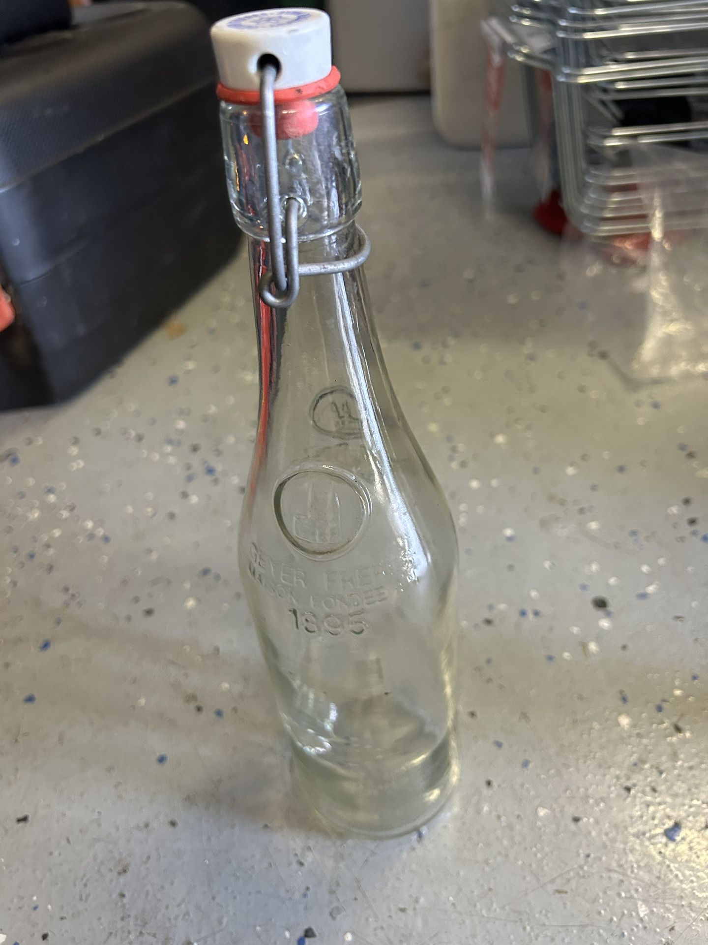 VINTAGE GEYER FRERES MUNSTER MILE MASIMON Fondee CLEAR GLASS BOTTLE