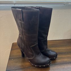 Michael Kors Brown Leather Studded Platform Studded Boots Sz 6M