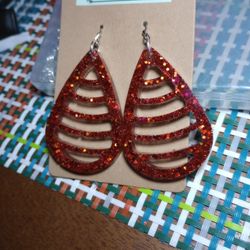 Hand Crafted Resin Tear Drop Shaped Earrings 