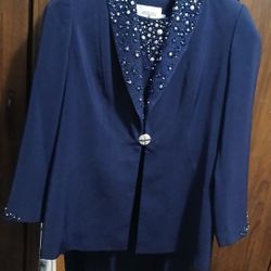 Woman's LOUISE RICCI Size 16 3 Piece Beaded Sket Suit 