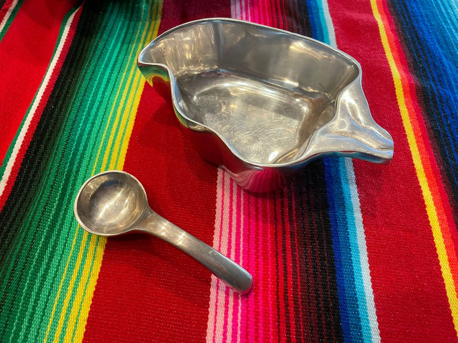 Pewter Pepper Bowl And Spoon