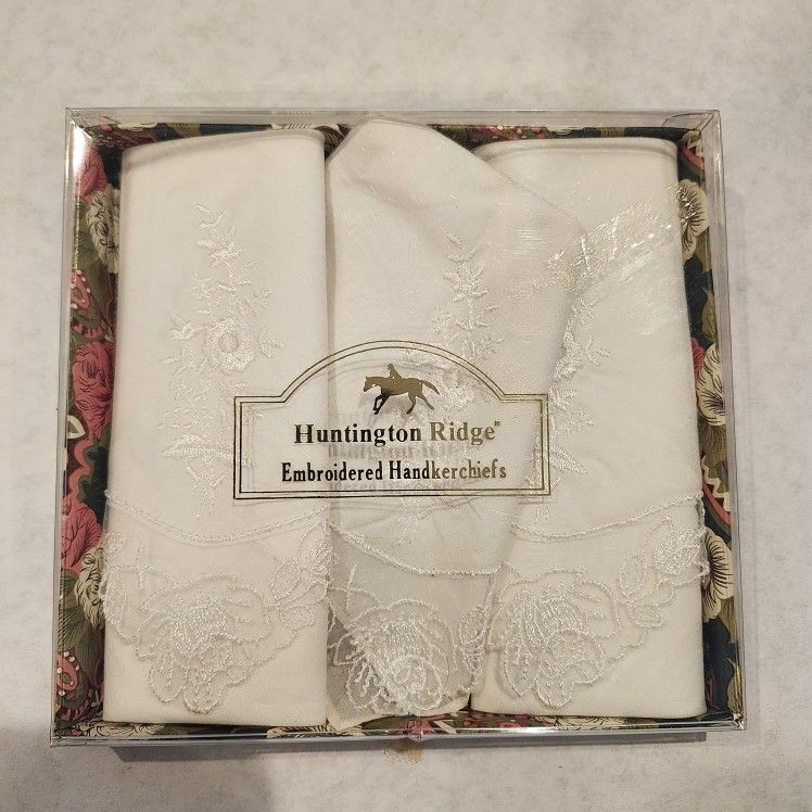 Embroidered Handkerchiefs by Huntington Ridge