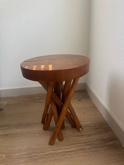 Rustic Wood Slab Side Table