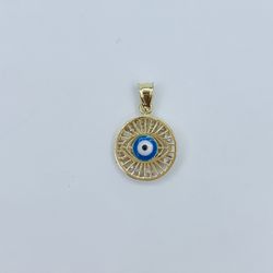 10k Gold Pendant Greek Eye - Dije En Oro De 10k 